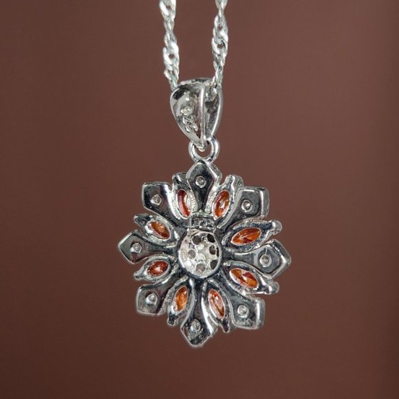 925 Sterling Silver CZ Diamond Necklace with Pendant - women. - Picture 2 of 5